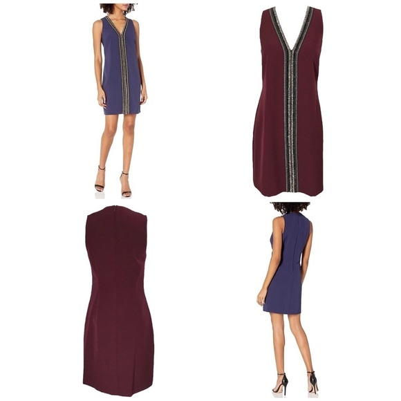 Laundry by Shelli Segal Women's Sleeveless Beaded V Neck Dress Size 6